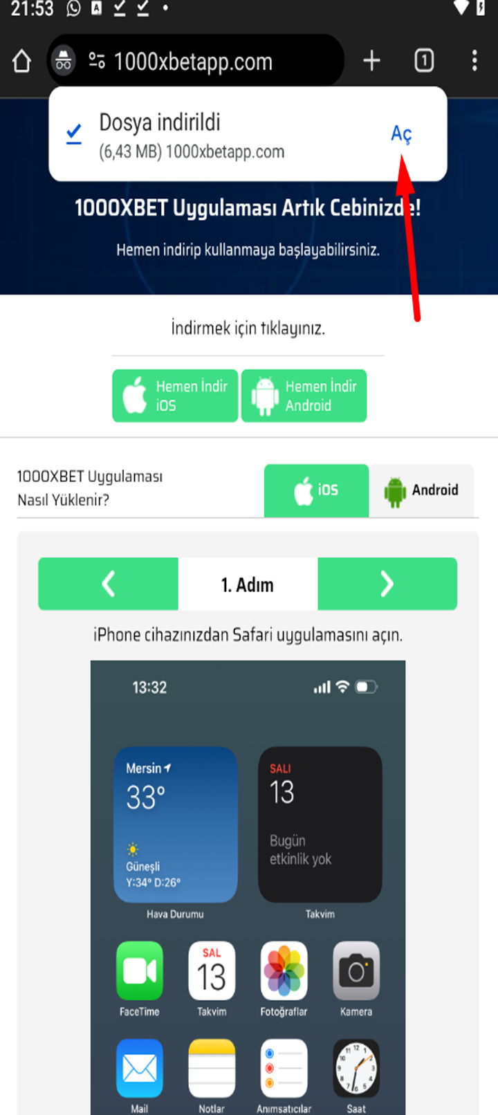 1000XBET Mobil Tanıtım - Adım 3