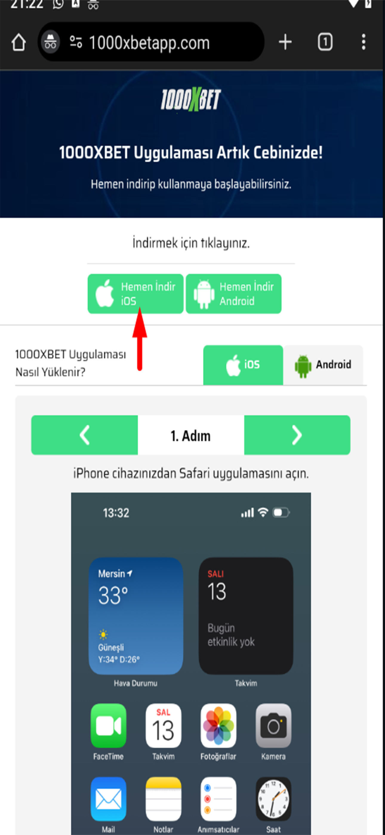 1000XBET Mobil Tanıtım - Adım 3